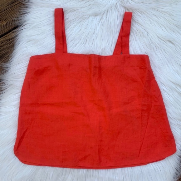 Kokomo Tangerine Women’s Linen Cropped Minimalist Tank Top Size XL - Picture 1 of 6
